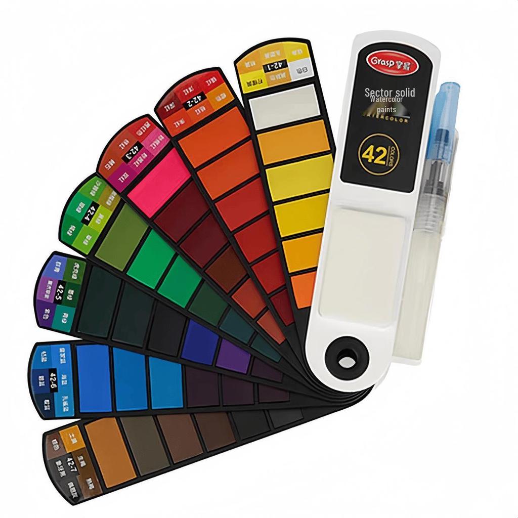 Master Fan-Shaped Watercolor Set: 18 Solid Colors, 36 Special Art Shades for Beginners & Students