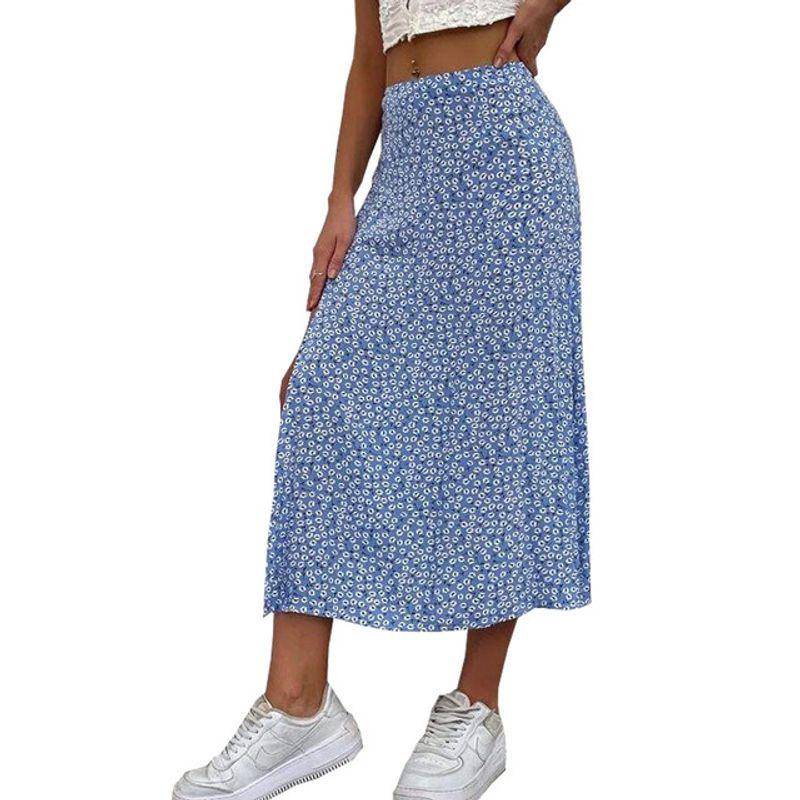 Floral Slit Bag Hip Mid-Waist Dress Floral Slit Loose Package Hip Mid-Rise Maxi Dress