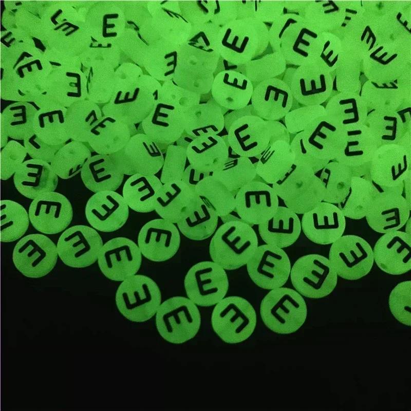 100-500PCS Acrylic Luminous A-Z 26Letter Beads Loose Spacer Alphabet Beads For Jewelry Making DIY Charms Bracelet Necklace