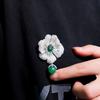 Elegante Spilla Lussuosa a Forma di Grande Fiore con Zirconia Verde Lucida e Bianca per Donna Gioiello da Sposa Matrimonio Banchetto Festa