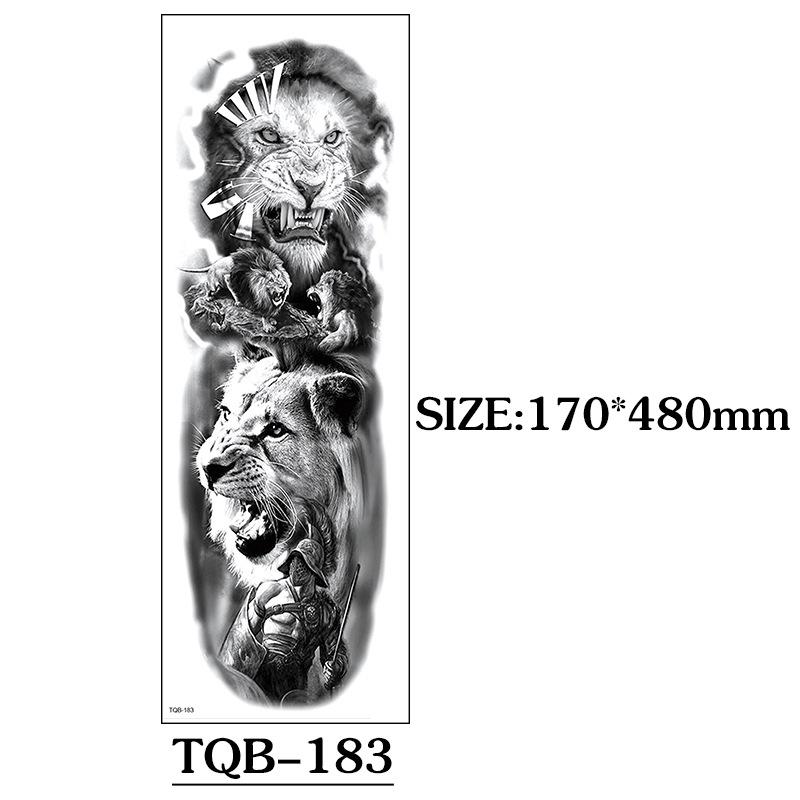 Full Arm Tattoo Sticker Full Arm, Big Picture Lion Tiger Wolf Animal Big Flower Arm Tattoo Sticker