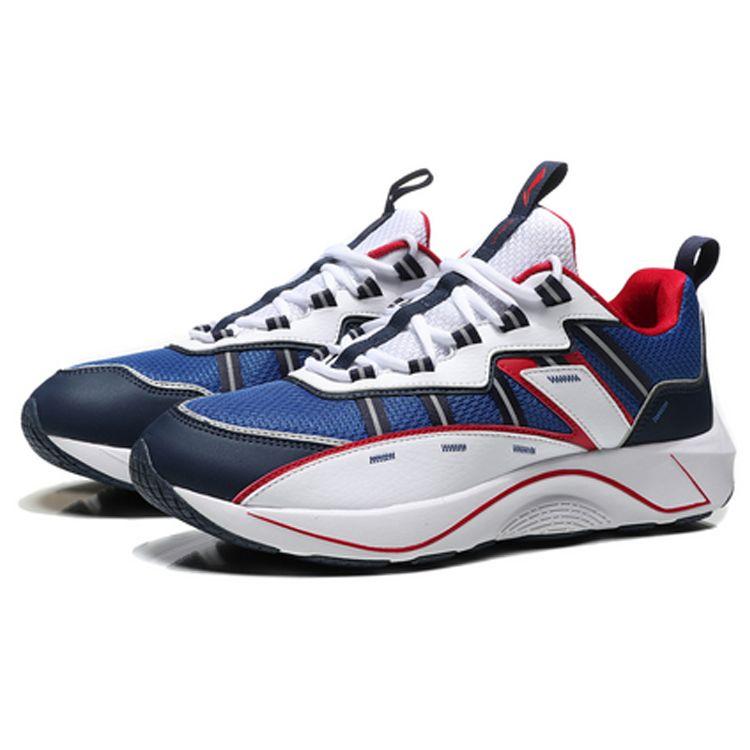 Li Ning Qing Yun Comfortable Shock Absorbing Wear Resistant Non Slip Low Top Running Shoes Men Sneakers Blue White ARHN249-3