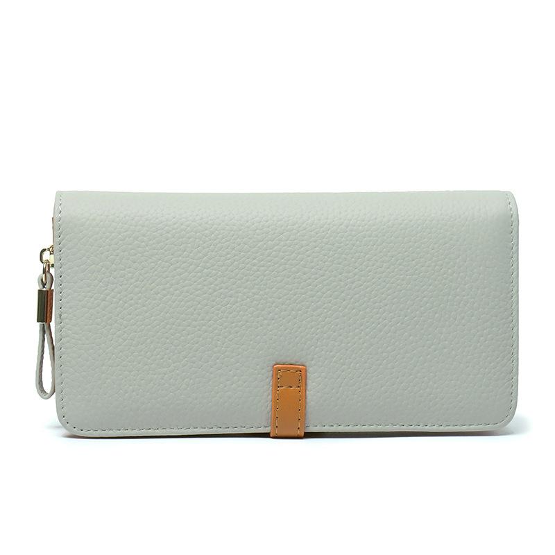 Dámská peněženka, Pravá kůže, Velkokapacitní peněženka v kontrastních barvách, První vrstva hovězí kůže, Luxusní psaníčko, Peněženka na více karet.