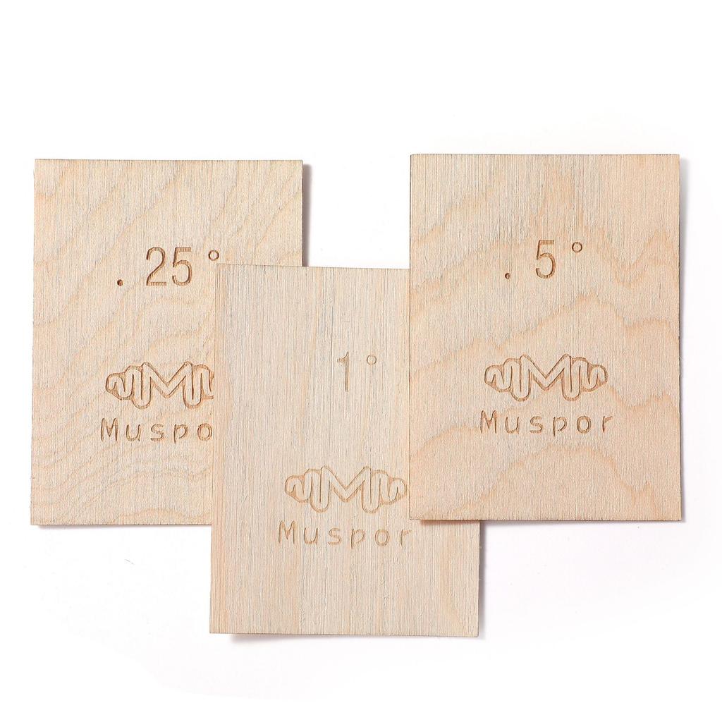 3-Pack Electric Guitar Neck Maple Shims: 0.25, 0.5, 1 Degree, Blank (Unfinished)