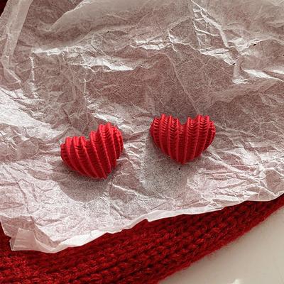 Big Red Love Year Tide White Temperament Stud Earrings, Earrings, Women