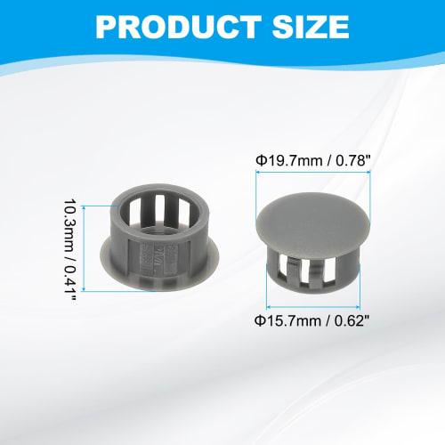 PATIKIL 48-Piece Gray Plastic Hole Plugs, 16mm Round Panel Snap-In Hole Covers, Flush Type, Protective Caps, Fastener Covers for Furniture Panels