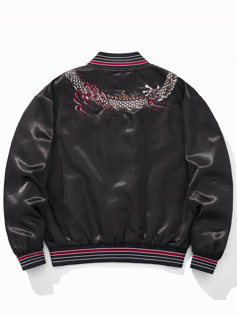 Huaxia Junpin Men's Chinese Embroidery Dragon Baseball Jacket A091