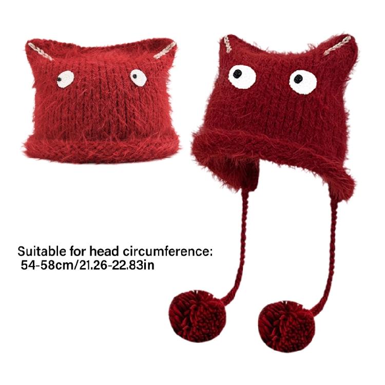 Crochet Cats Ear Hat for Women and Girl Popular Knitted Beanies Hat Soft Pullover Hat for Casual Outdoor Sport Headpiece