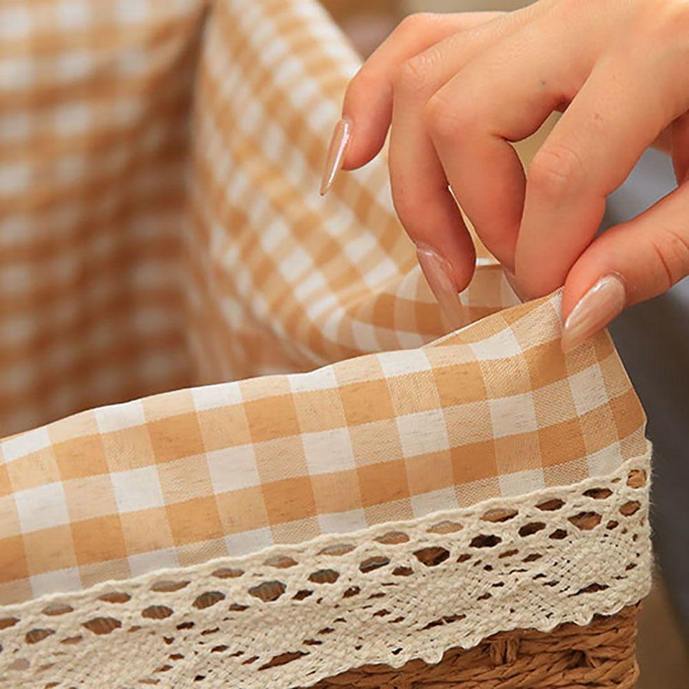 imitate rattan weave Foldable Storage Bin Plaid lining Multifunction Laundry Storage Basket with Handle Large Capacity