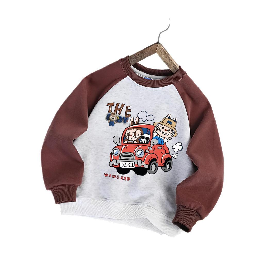 2025 Pojkars Bil Sweatshirt - Trendig Koreansk Stil Vår/Höst Vardagstopp för Barn