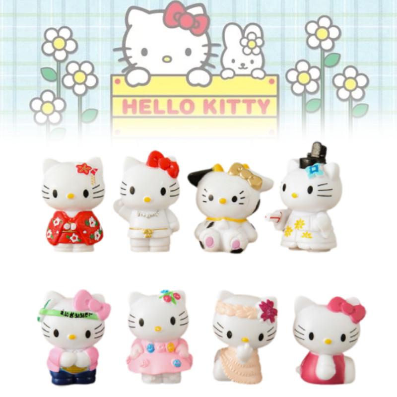 Adorable 8 Piece Hello Kitty Cartoon Figurine Collection Pvc Toy Set For Display