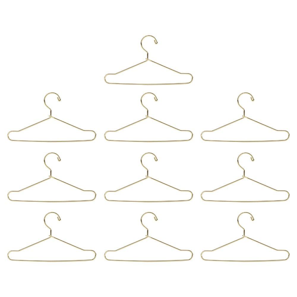 10pcs Stainless Steel Doll House Clothes Hanger Rose Gold Outfit Holder Wardrobe Storage