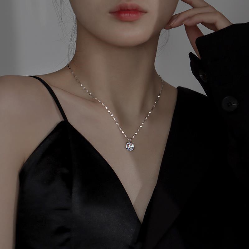 Colorful Glazed Cat Necklace, Personalized Mori, Cute And Sweet Moonstone Kitten Collarbone Chain, Recommended By Female Xiaohongshu