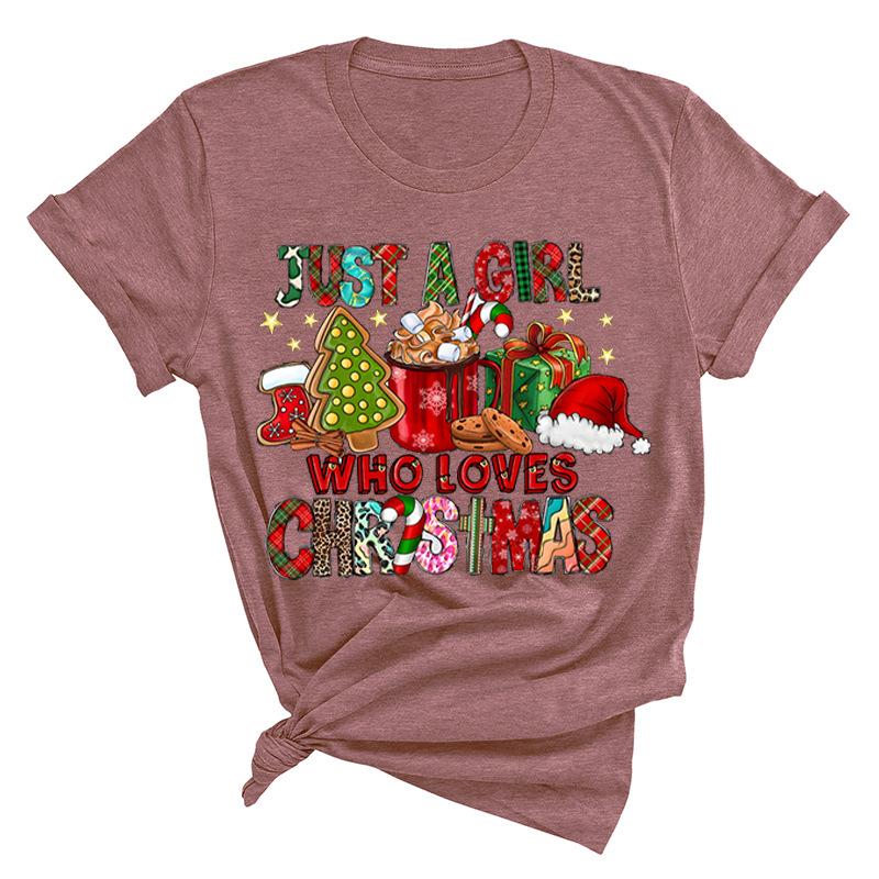 Christmas Printed Fashionable Women's T-shirt Christmas Trend Pure Cotton Casual Sportswear T-Shirts Women’s