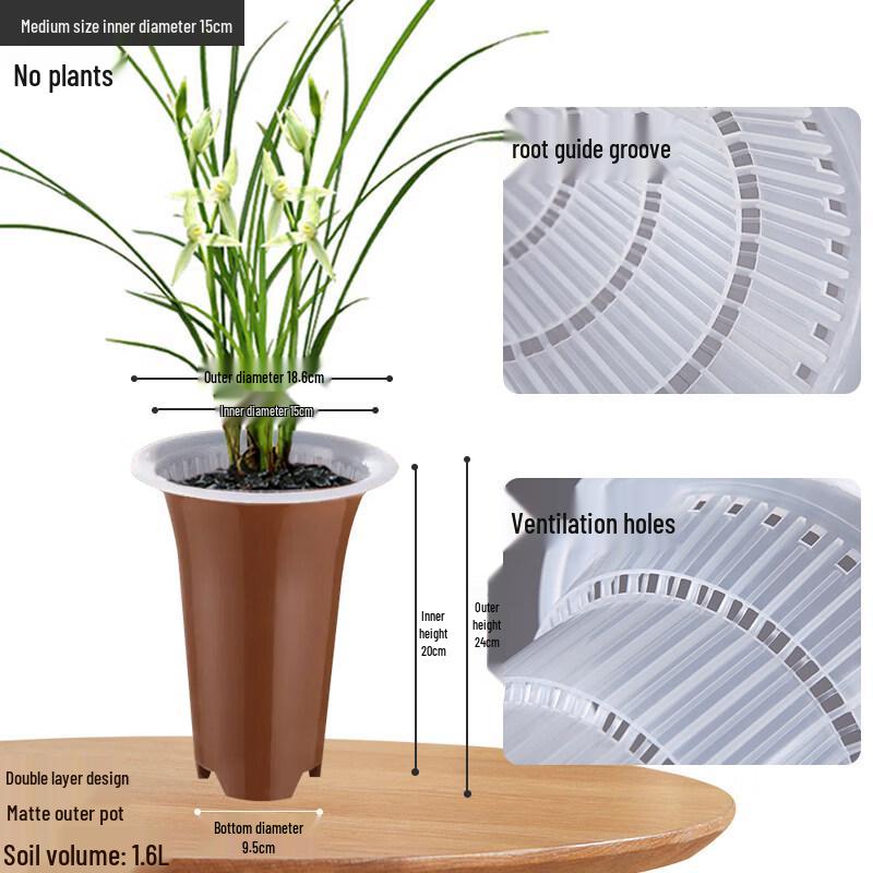 Двухслойный пластиковый цветочный горшок из смолы