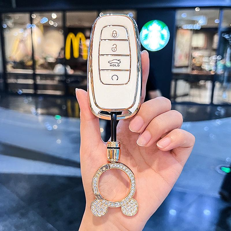 Premium Key Cover for Hongqi H5, HS5, H6, HS3, H9, HS6, EQM5, HS7 - Elegant Car Shell Buckle