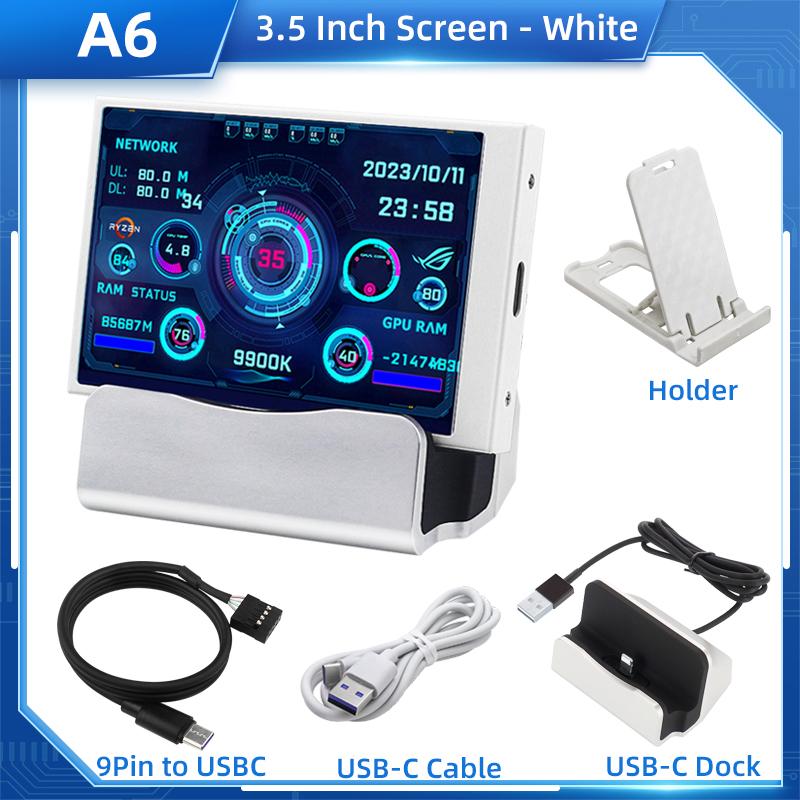 Écran Secondaire USB TURZX 3,5 / 5 Pouces IPS pour Ordinateur CPU GPU RAM HDD Moniteur Type C Affichage PAS AIDA64 LCD pour Windows 10 11