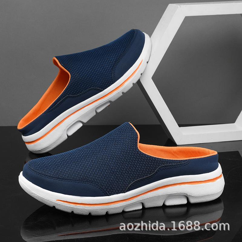 Spring and Autumn Baotou Color Matching Half Tray Multi-color Mesh Casual Shoes Lazy Slippers Amazon