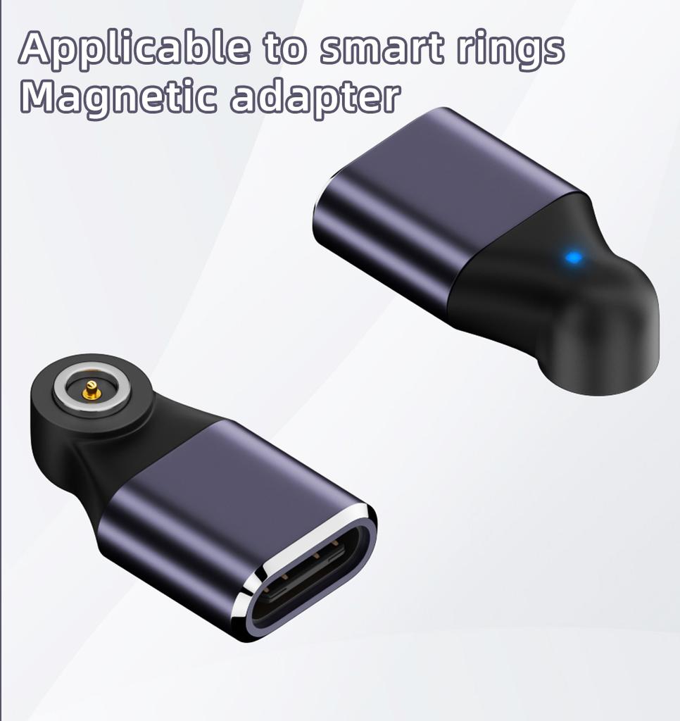 Type-C To Smart Ring Charging Adapter with a Round Connector and Magnetic Function Compatible with Smart Ring Charging Adapters
