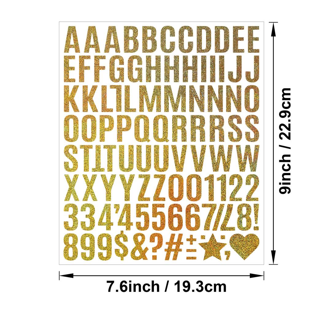1 Inch Letter Sticker Bold Body Gold Sand Silver Sand Glitter Suitable for Scrapbook Crafts Decorative Letter Stickers