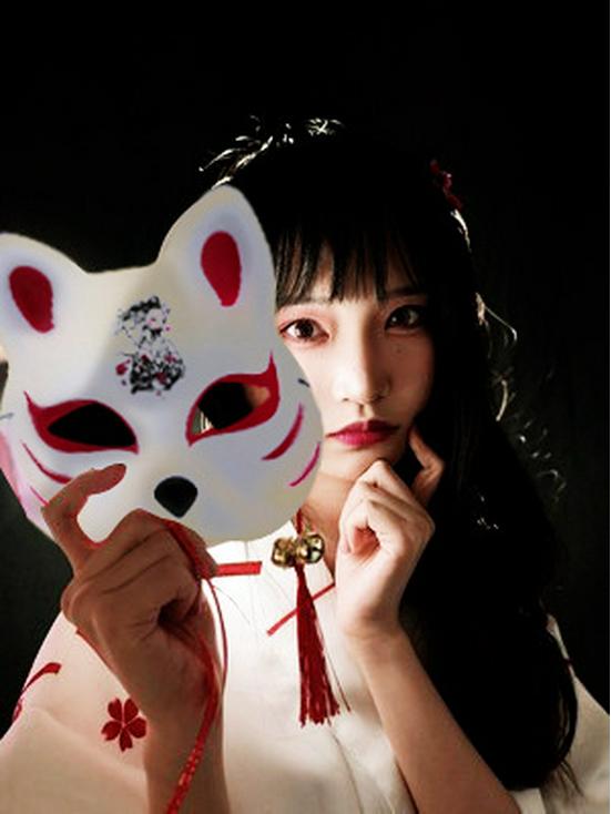 Selfie'ler ve Festivaller için Japon Anime Tilki İblisi Yarım Yüz Maskesi