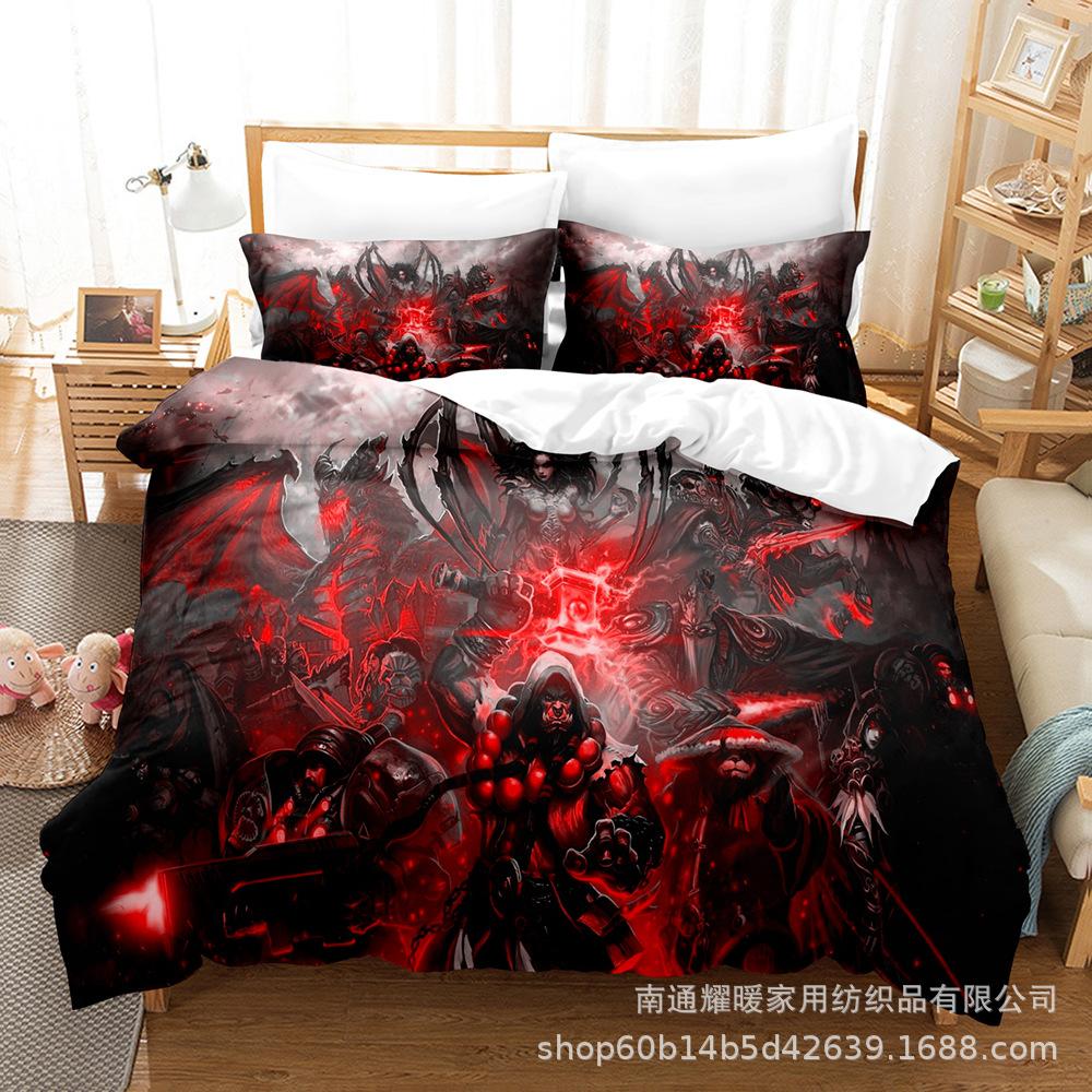 3D Digital Printing Bedding Four-Piece Set Three-Piece Set Warcraft Bed Sheet Quilt Pillow
