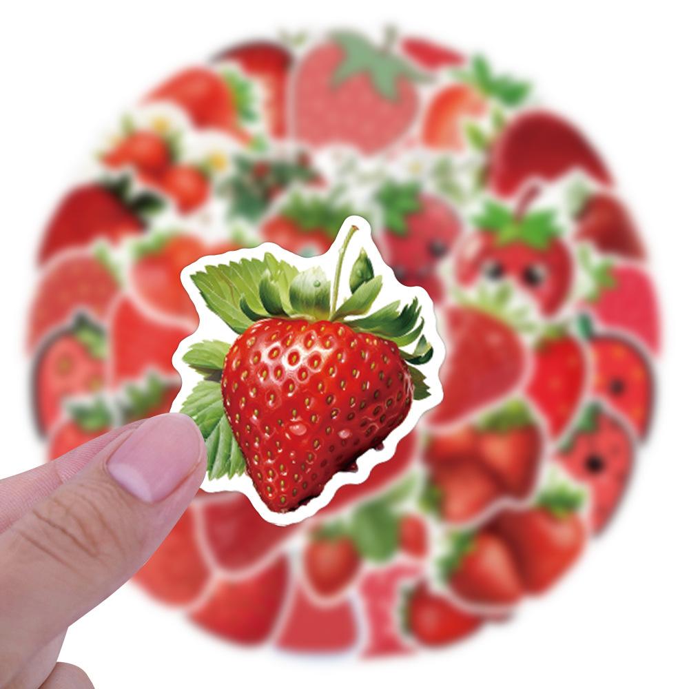 10/55Pcs Cartoon Cute Fruit Strawberry Series Waterproof Stickers Aesthetic Skateboarding Snowboard Guitar Retro Vinyl Sticker