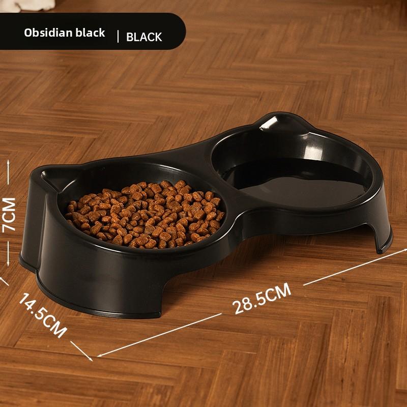 

Миска для кота, Керамічна подвійна миска, Миска для води на високих ніжках і з похилим краєм для захисту шийних хребців, Миска для котячого корму, Миска для пиття, Миска для домашніх тварин Prevent food leakage чорний