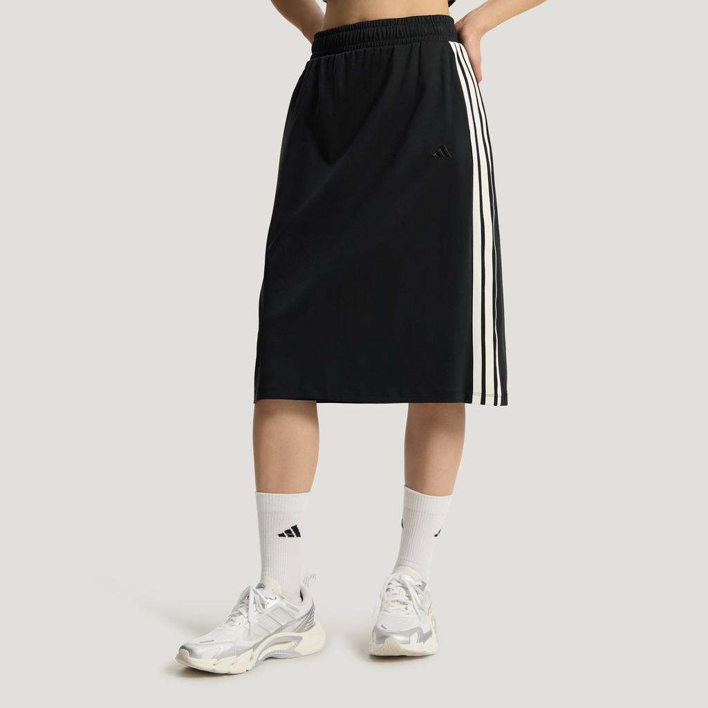 Adidas Knit Long Skirts Women's Black Mid Length
