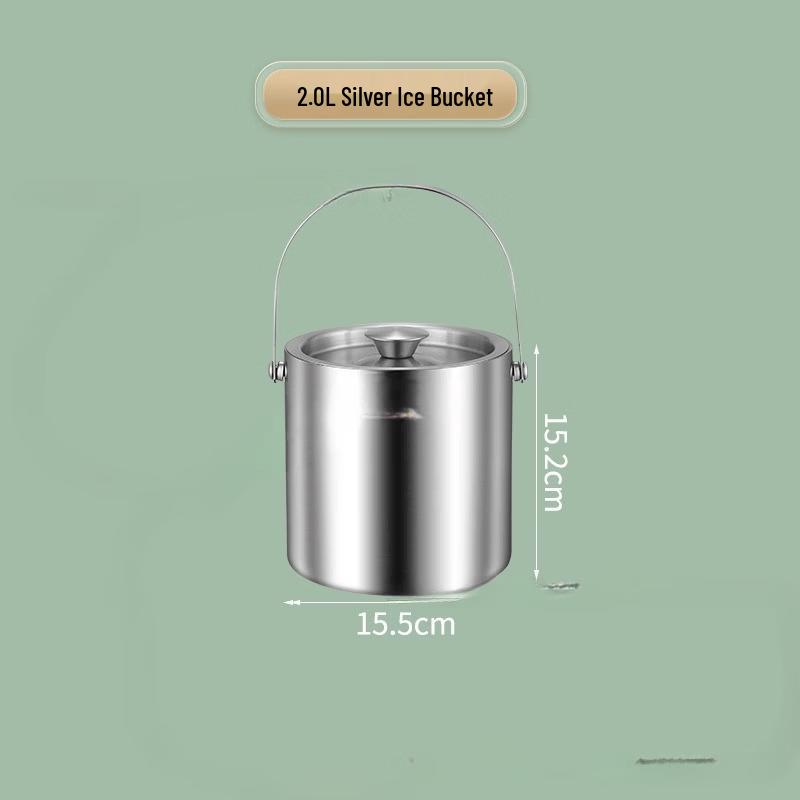 Stainless Steel Double-Layer Insulated Ice Bucket