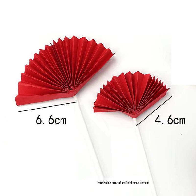 Chinese Plum Blossom Birthday Cake Decoration with Red Folding Fan Insert