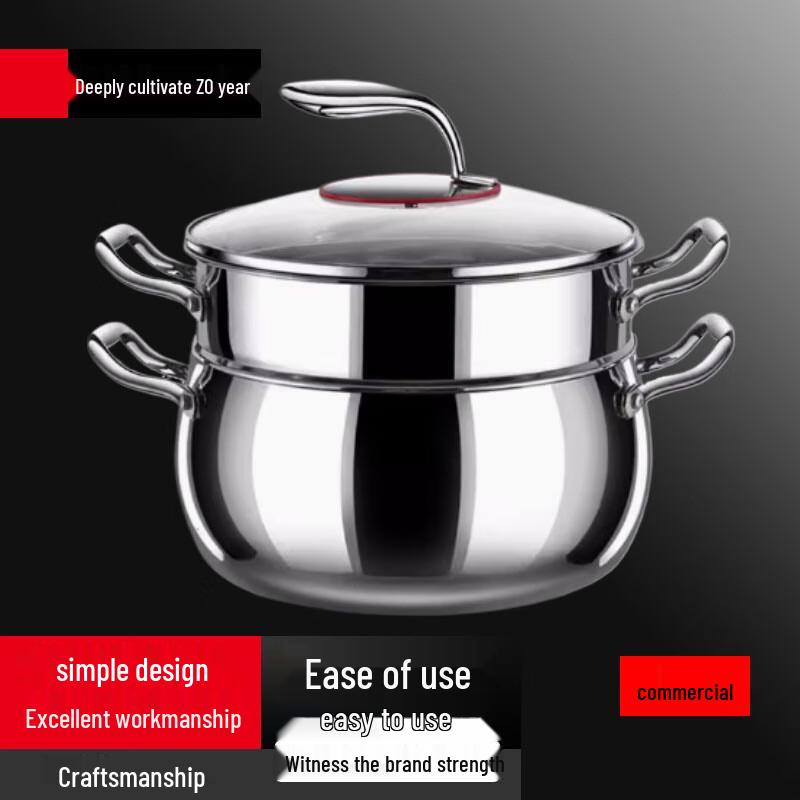 Sule 316 Stainless Steel Induction Soup Pot with Steamer, 24cm