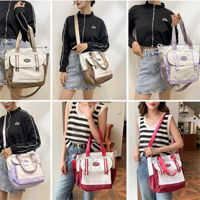 Harajuku College Canvas Bag, Japanese Style Large Capacity Single Shoulder Bag, Women'S Simple Handbag, Carry Books To Class