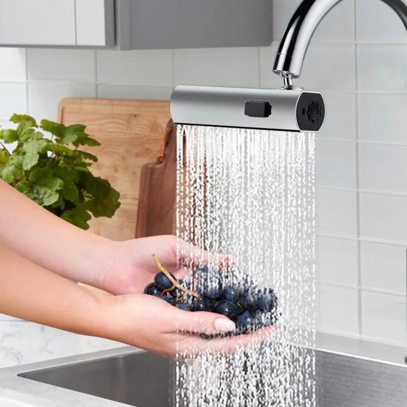 Kitchen Faucet Splash Proof Device Waterfall Water Outlet Universal Rotation Aerator Booster Extension Faucet Universal Joint