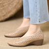 Simple and soft hollow hole shoes medium heel women's shoes 2025 spring and summer new pointed one pedal wedge heel fashion sandals