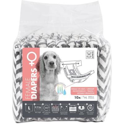 Dog Diapers - M PETS - DIAPERS Female L X10 - Waist Circumference 32-52 Cm - 8-15 Kg - Wetness Indicator - 12h Protection