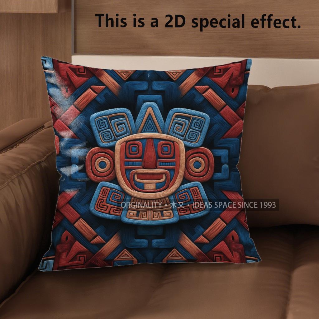 2D Aztec Geometric Pattern Throw Pillow Covers** Pattern Cushion Cover Suitable For Sofa Bedroom Car Pillow Cover 40x40cm