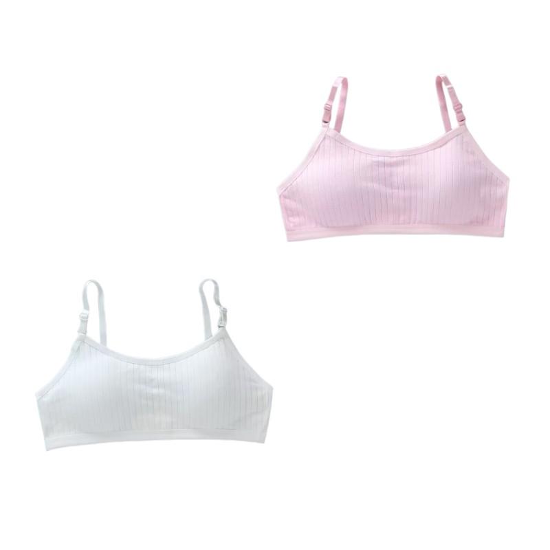 2PC Breathable Training Bra for Girls 9-13Years Teens Girl Skin-Friendly Built-Up Stretchy Sport Bra for Junior High School