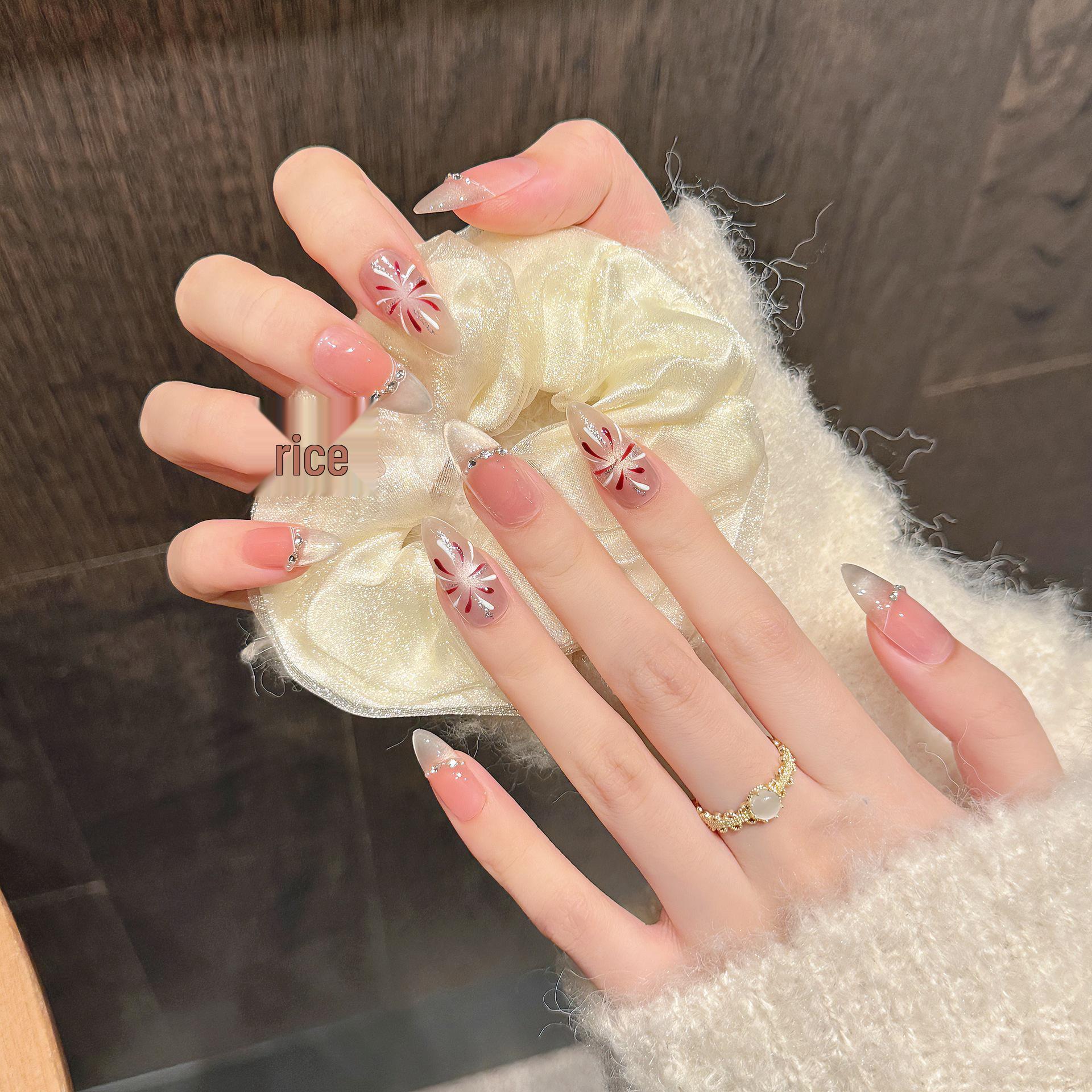 Yihe Fireworks Blush Gradient Nail Art Stickers - Removable Cat Eye Design for New Year