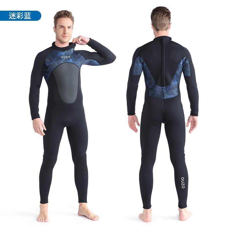 3mm Diving Suit Thickened Swimsuit Snorkeling Surfing Men's Long-sleeved Pants One-piece Wet