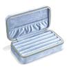 Hot Sale Luxury Velvet Ring Storage Box Custom Logo Portable Zipper Earrings Jewelry Organizer Case Travel Jewelry Box