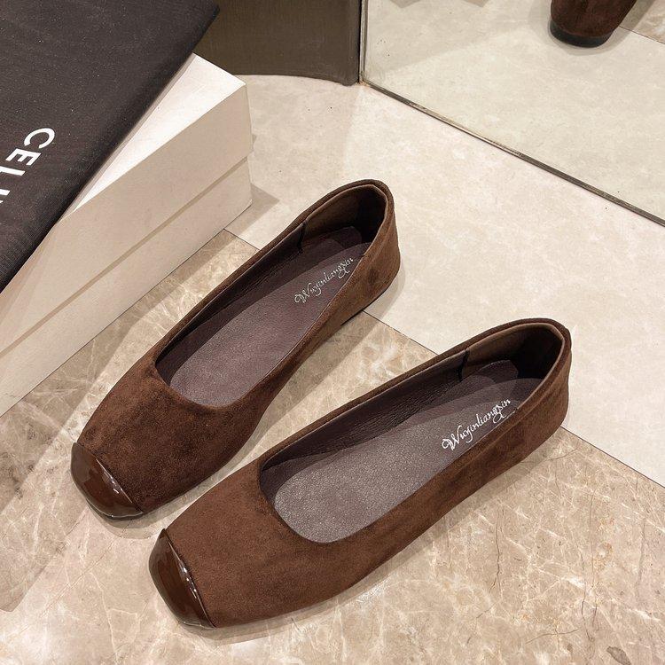 Retro semišové baleríny Dámské Pohodlné Kulatá špička Nízké Mary Jane boty Elegantní Dámské nazouvací Designové baleríny Obuv na řízení