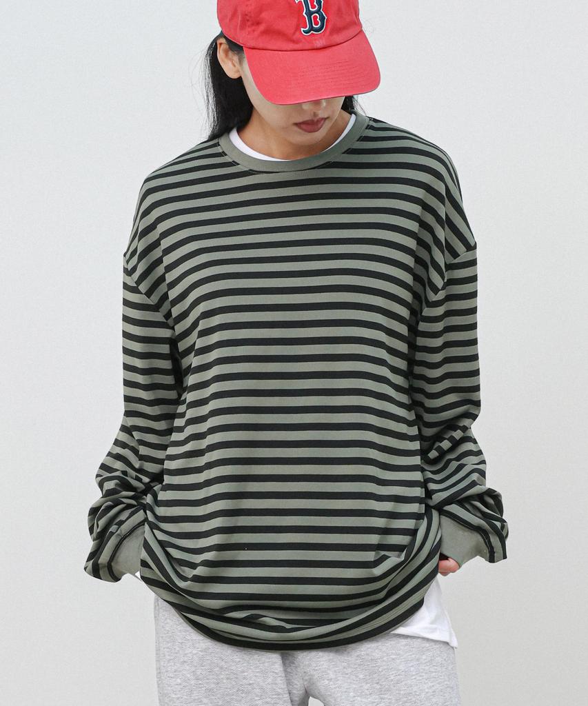 Modernoment Striped Oversized String Long Sleeve [Gray]