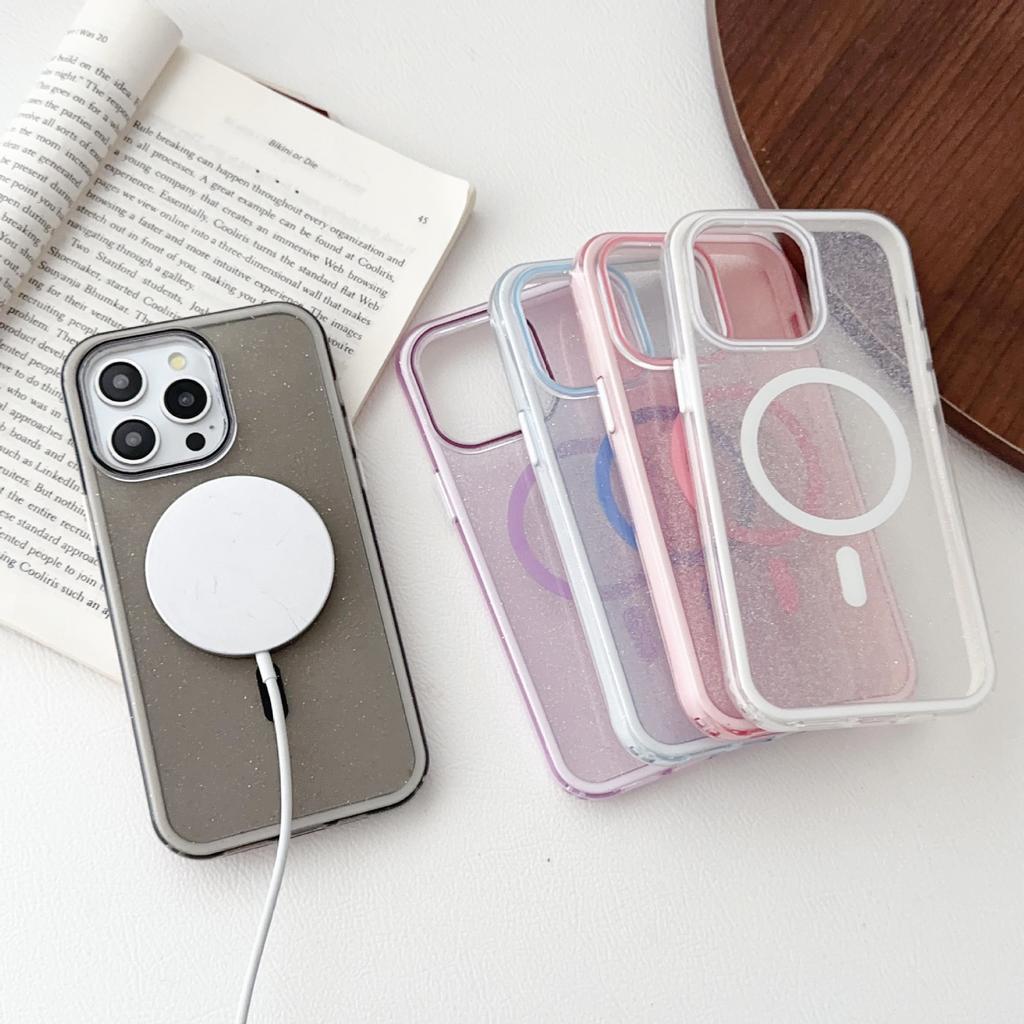 Three-in-one: Compatible with Apple 16, Glitter Magnetic Phone Case 14Pro, IPhone 15, Large Hole Lens 14, Anti-drop 12