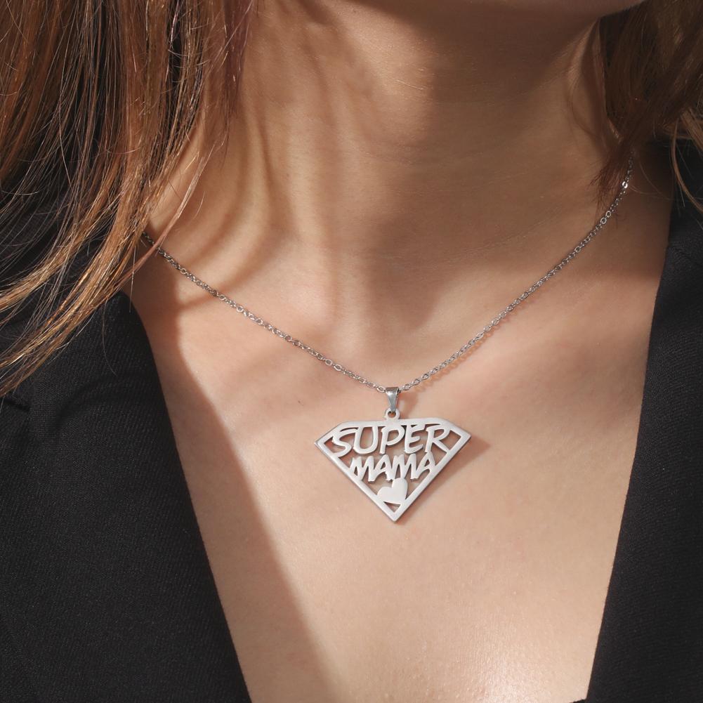 Cazador Super Papa Mama Pendant Necklace for Men Dad Woman Stainless Steel Jewelry Mother Father's Day Gifts Wholesale 2025 New