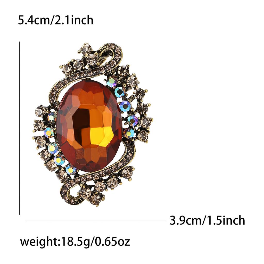 Retro Alloy Crystal Glass Brooch High-End Temperament Women'S Suit Cardigan Corsage Jewelry Pin