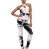 Women's Stitching Siamese Tie-Dye  Bubble Yoga Pants Ink Slim Hip-up Yoga Pants