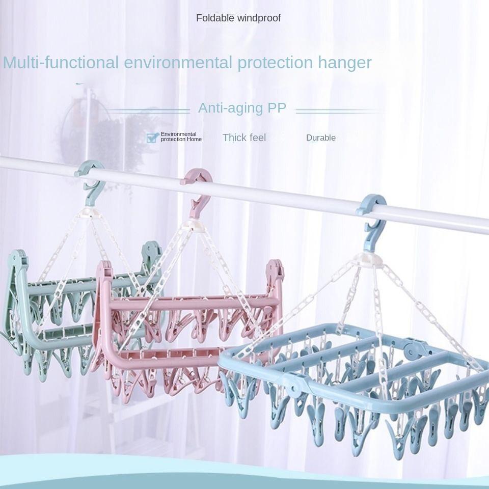 Windproof Drying Rack Plastic 32 Clip Hanger Young Students Sock Rack Baby Home Multi-functional Drying Rack Durable