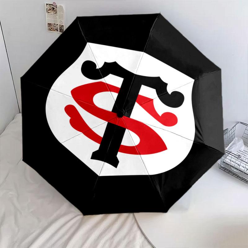 1 PC Automatic Folding Umbrella - Stade Toulousain Pattern, Portable & Foldable Design with 8 Ribs, Christmas Birthday Gifts