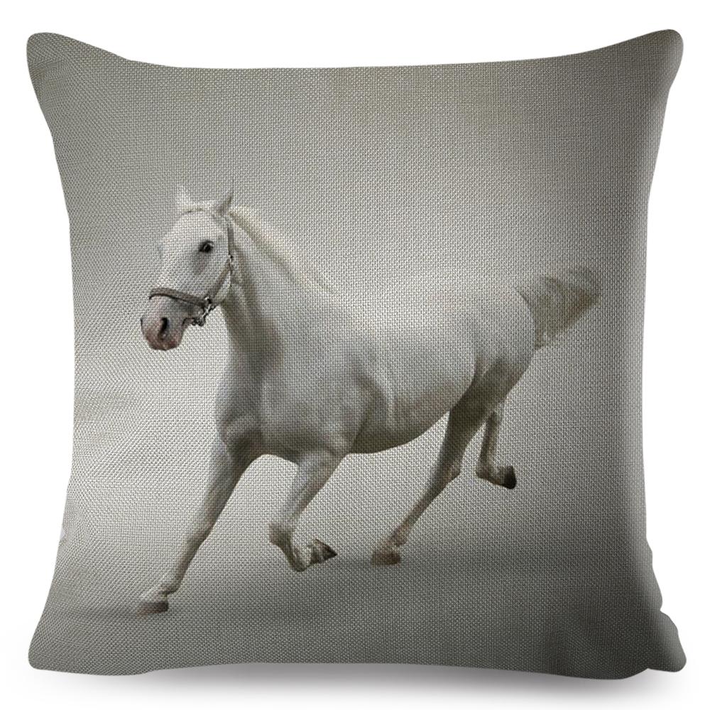 Elegant Running Horse Cushion Cover Graceful Gallop Pose Soft Decorative Square Pillow Modern Living Room Bedroom Decor xcm